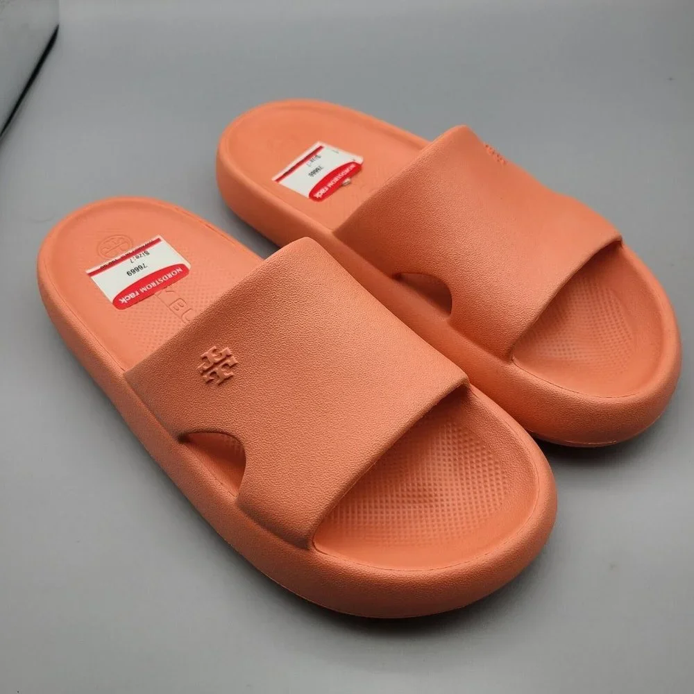 Tory Burch Shower sandals slide EVA Coral pink flip flops Shoes sz 7- 8 new